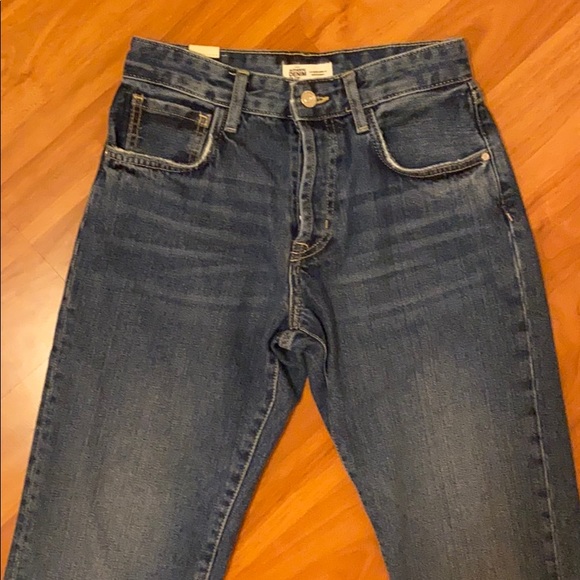 Zara Straight Leg High-Rise Slit Leg Jeans - Picture 4 of 14